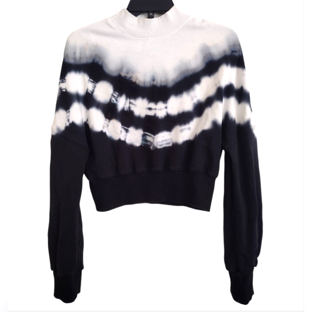 Fabletics Olivia Mock Neck Tie Dyed Pullover Sweatshirt Dark Blue White …